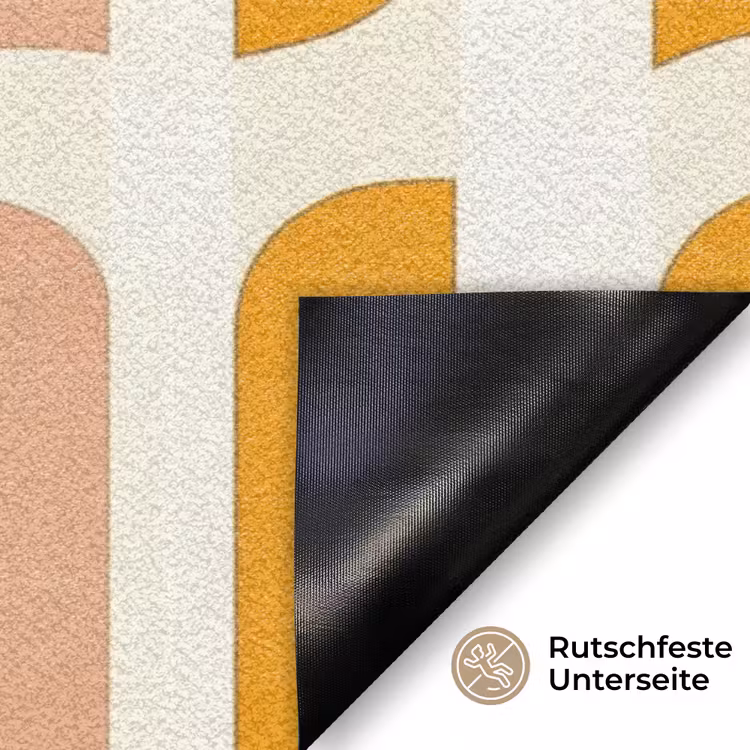Geometrisch - Patroon - Geel - Roze Deurmat klein 898 -antislip_DE