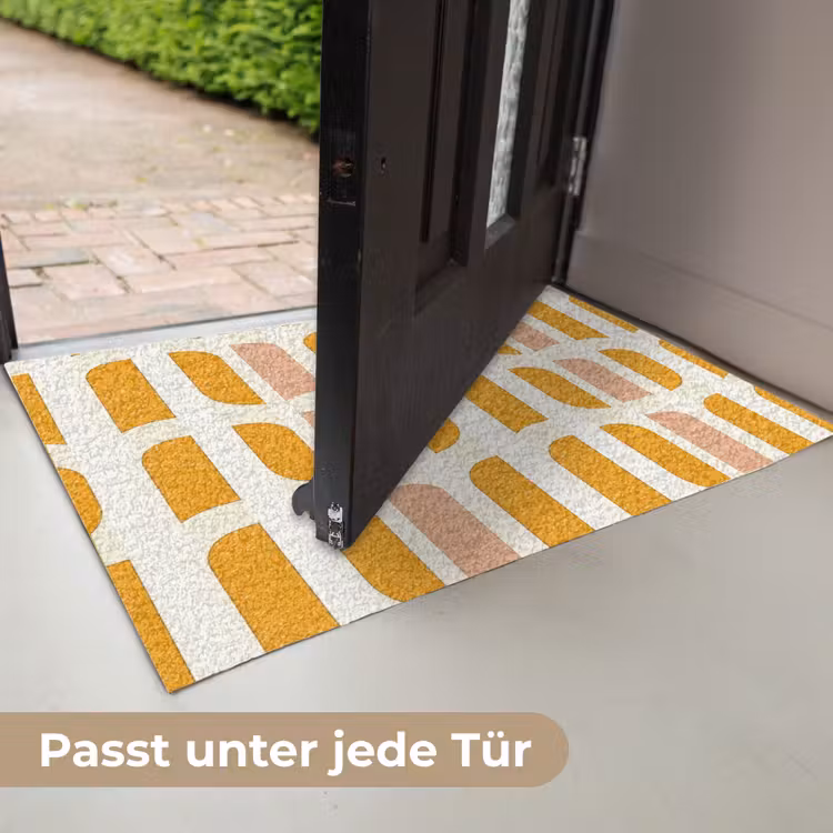 Geometrisch - Patroon - Geel - Roze Deurmat klein 898 -USP_DE