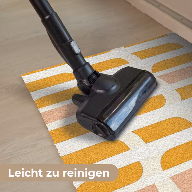 Geometrisch - Patroon - Geel - Roze Deurmat klein 898 -reinigen_DE