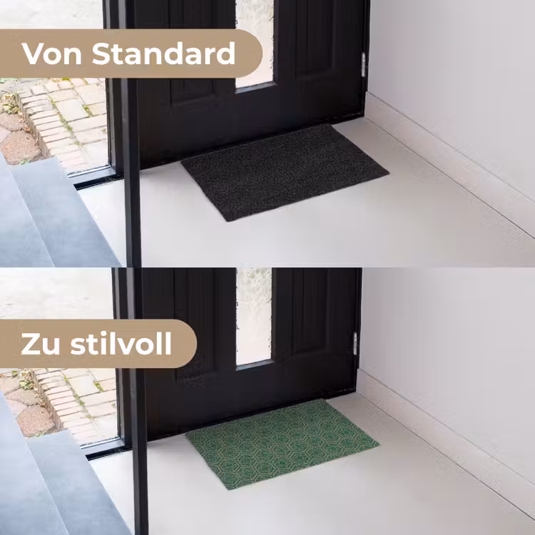 Geometrisch - Patroon - Groen Deurmat klein 898 -voor-na_DE