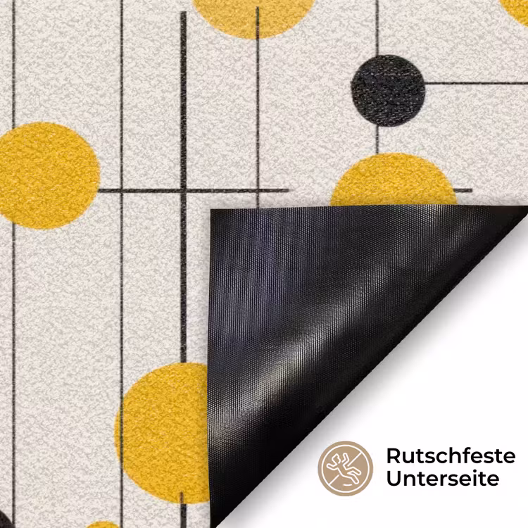 Geometrisch - Retro - Lijnen - Okergeel - Zwart Deurmat klein 898 -antislip_DE