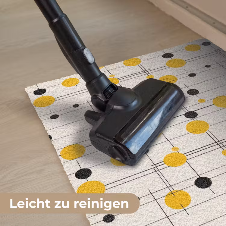 Geometrisch - Retro - Lijnen - Okergeel - Zwart Deurmat klein 898 -reinigen_DE