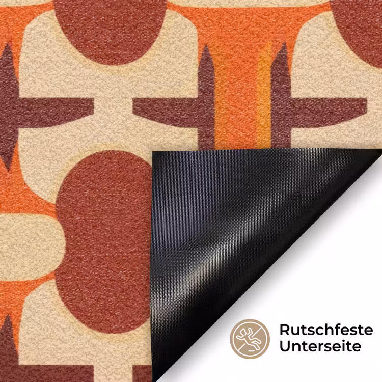 Geometrisch - Retro - Oranje Deurmat klein 898 -antislip_DE