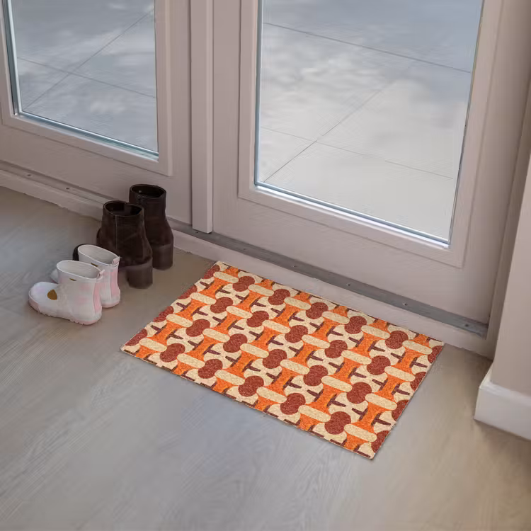 Geometrisch - Retro - Oranje Deurmat klein 898 -sfeer3
