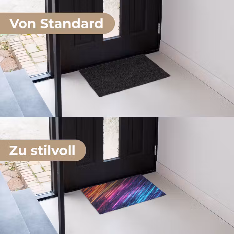 Snelheid - Kosmos - Kleurrijk Deurmat klein -voor-na_DE