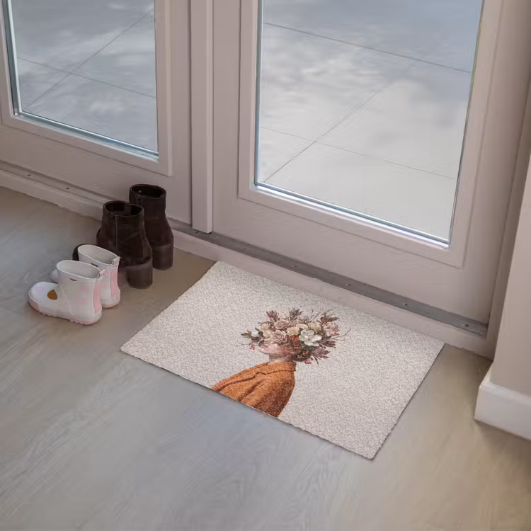 Gezicht - Boeket - Kleurrijk Deurmat klein -sfeer3