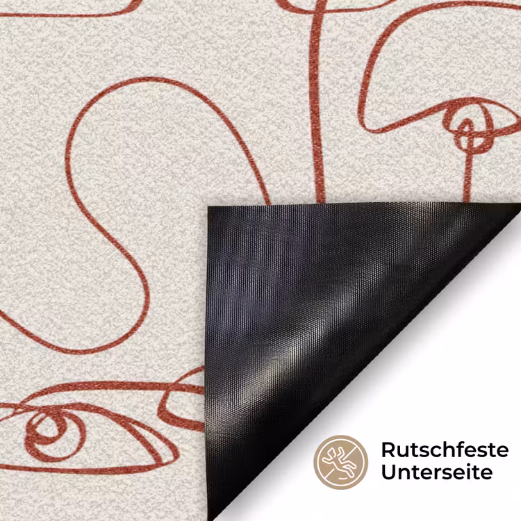 Gezichten - Abstract - Rood - Beige Deurmat klein 898 -antislip_DE