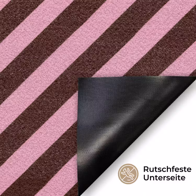 Strepen - Roze - Bruin Deurmat klein 898 -antislip_DE
