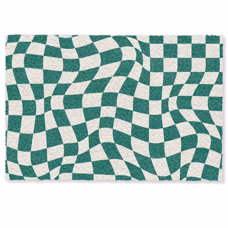Golvende vakjes - Groen - Wit - Abstract Deurmat klein -zkaufland3d
