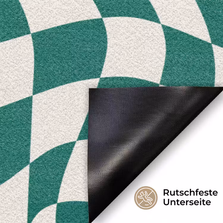 Golvende vakjes - Groen - Wit - Abstract Deurmat klein -antislip_DE