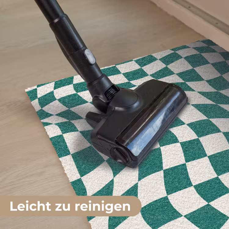 Golvende vakjes - Groen - Wit - Abstract Deurmat klein -reinigen_DE