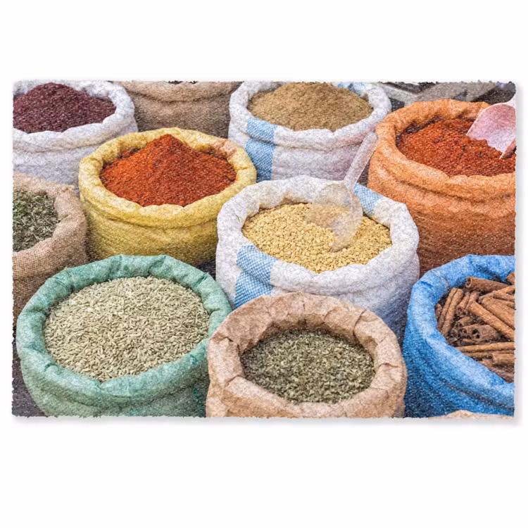 Fußmatte - Gewürze – Beutel – Markt - Kruiden - Zakken - Markt Deurmat klein