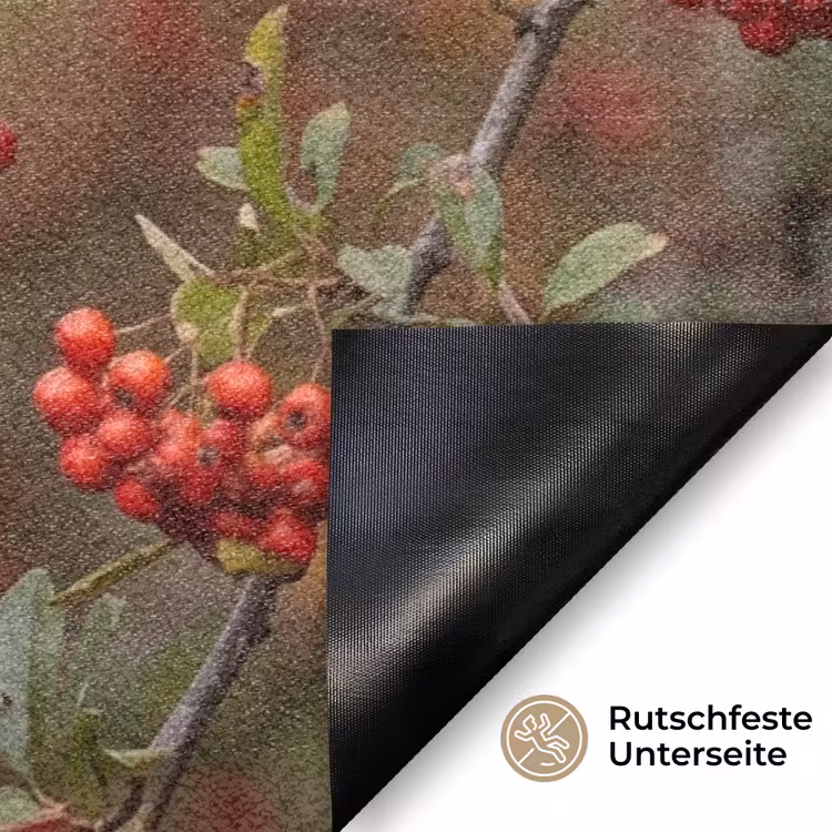 Goudvink - Bessen - Herfst - Natuur - Kleurrijk Deurmat klein -antislip_DE