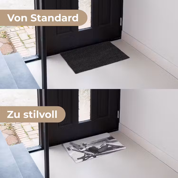 Glamour - Modern - Zwart - Wit Deurmat klein -voor-na_DE