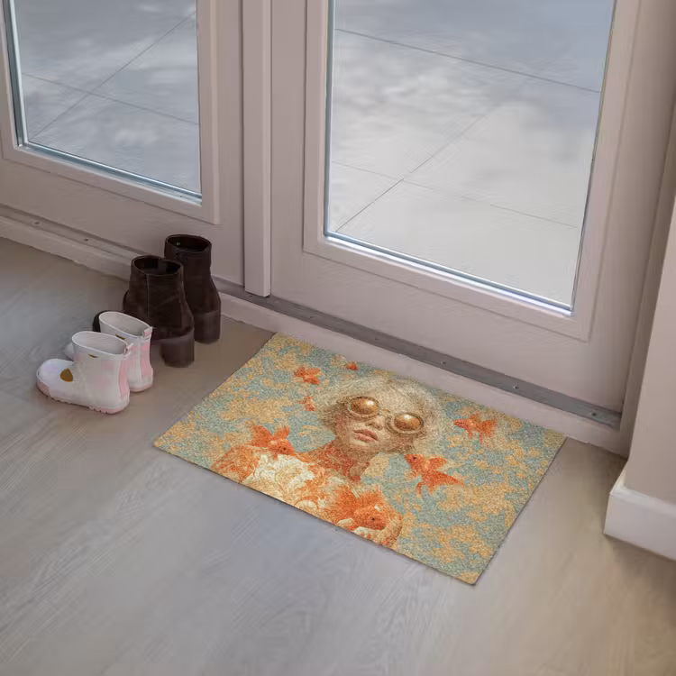 Goudvissen - Oranje - Vrouw - Blond Deurmat klein -sfeer3
