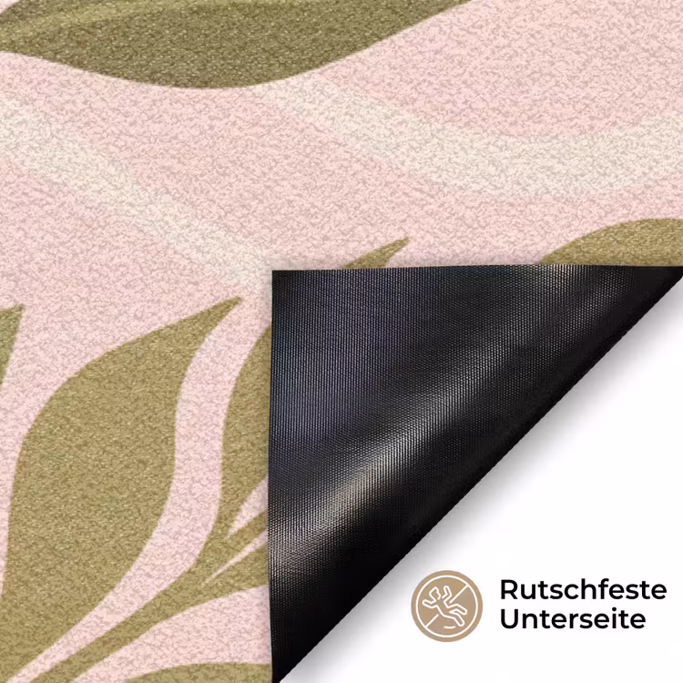 Grafisch - Bloemen - Roze Deurmat klein -antislip_DE
