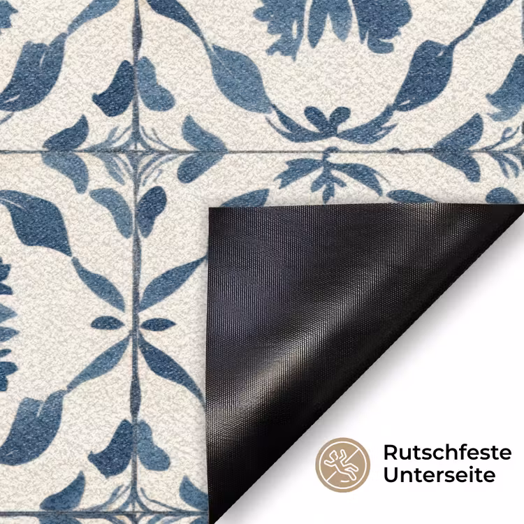 Grafisch - Tegel - Blauw Deurmat klein 898 -antislip_DE