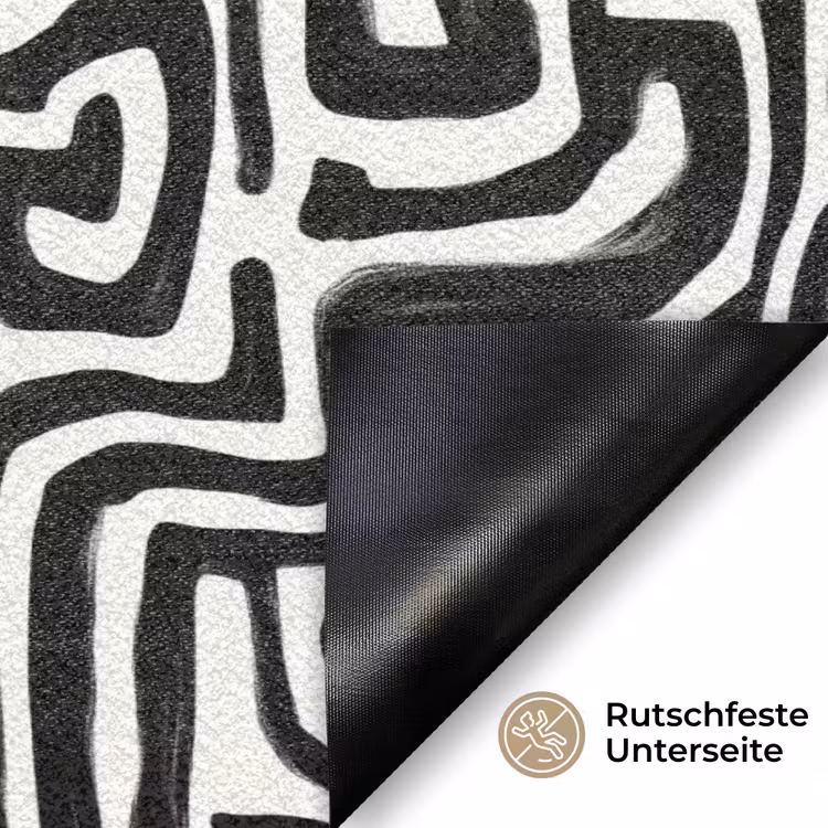 Grafisch - Lijnen - Zwart - Wit Deurmat klein 898 -antislip_DE