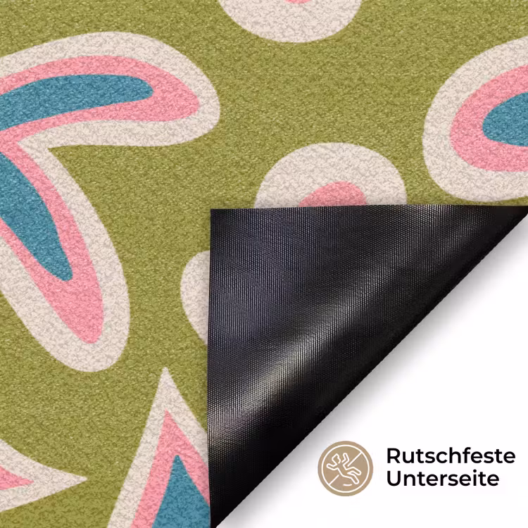 Groen - Retro - Hartjes - Patroon Deurmat klein 898 -antislip_DE