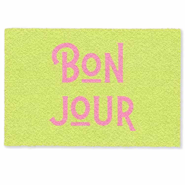 Groen - Roze bonjour - art-deco Deurmat klein -zkaufland3d