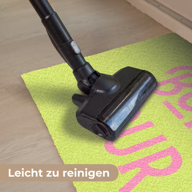 Groen - Roze bonjour - art-deco Deurmat klein -reinigen_DE