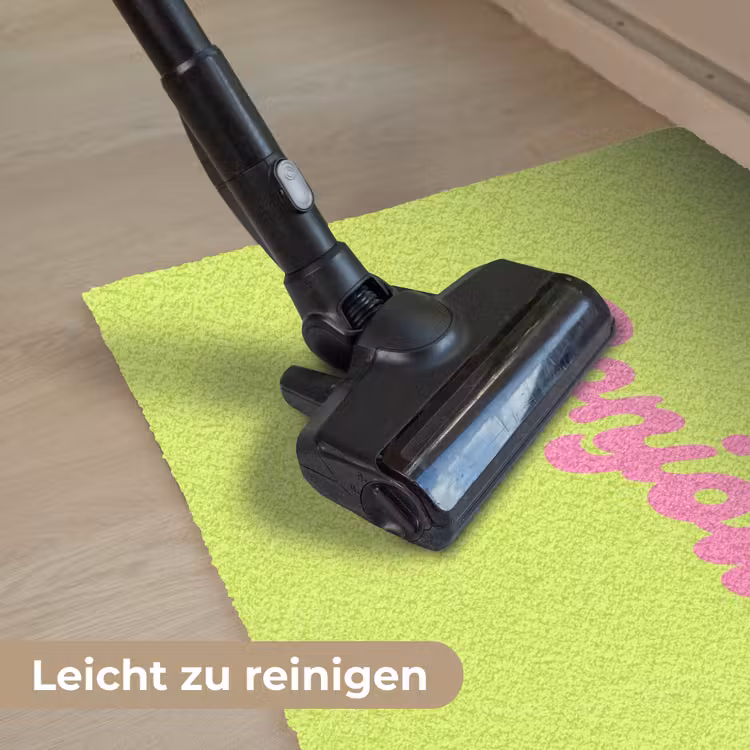 Groen - Roze bonjour - Retro Deurmat klein -reinigen_DE