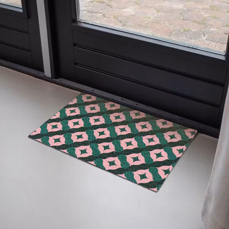 Groen - Roze - Retro - Sterren Deurmat klein 898 -sfeer2