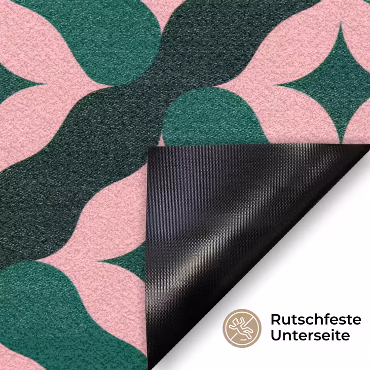 Groen - Roze - Retro - Sterren Deurmat klein 898 -antislip_DE