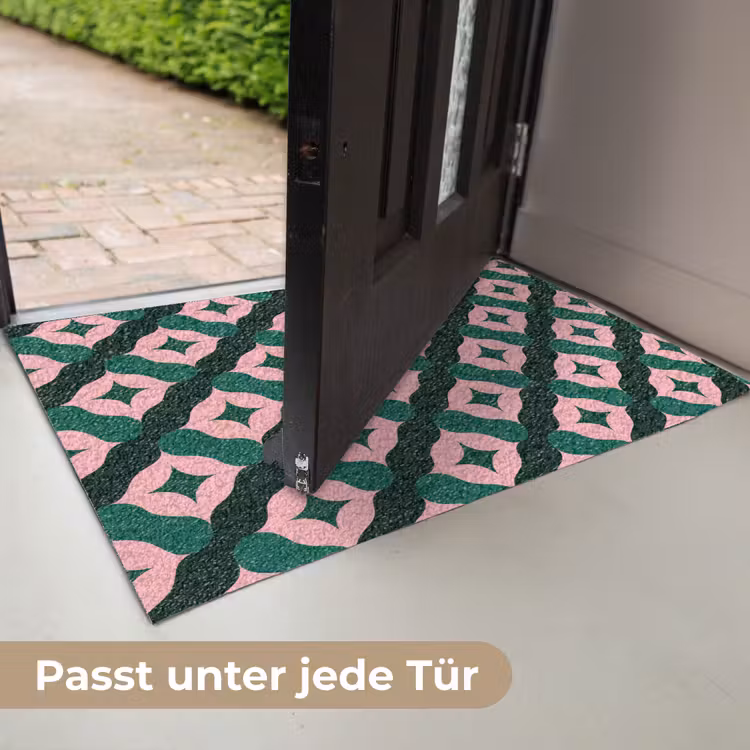 Groen - Roze - Retro - Sterren Deurmat klein 898 -USP_DE