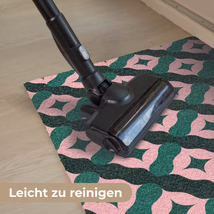 Groen - Roze - Retro - Sterren Deurmat klein 898 -reinigen_DE