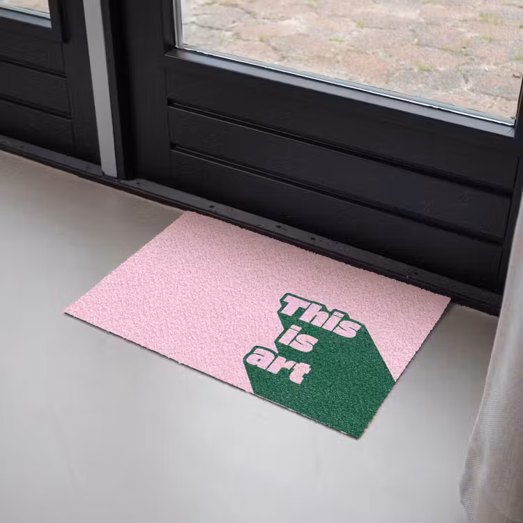 Groen - Teskt - This is art - Roze Deurmat klein -sfeer2