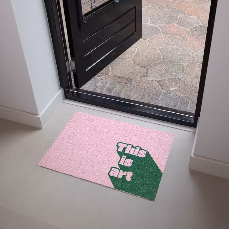 Groen - Teskt - This is art - Roze Deurmat klein -sfeer5