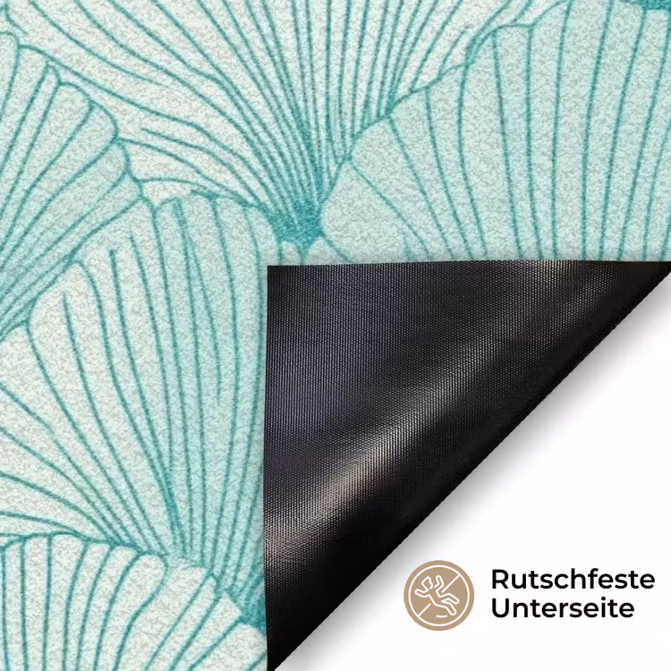 Groen - Wit - Ginko - Getekend - Textuur Deurmat klein 898 -antislip_DE
