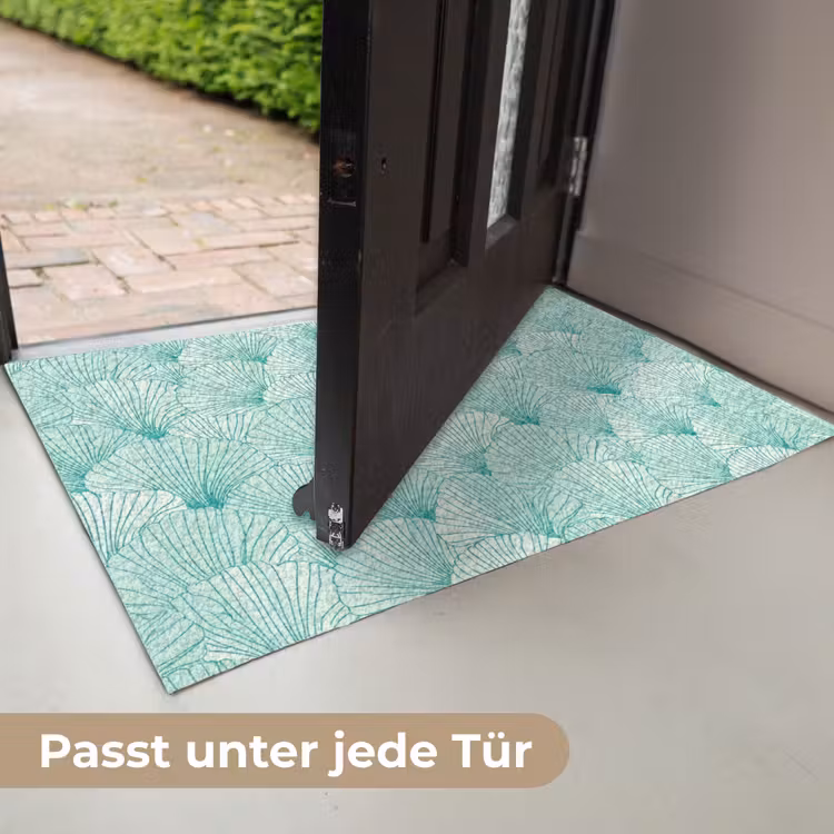 Groen - Wit - Ginko - Getekend - Textuur Deurmat klein 898 -USP_DE