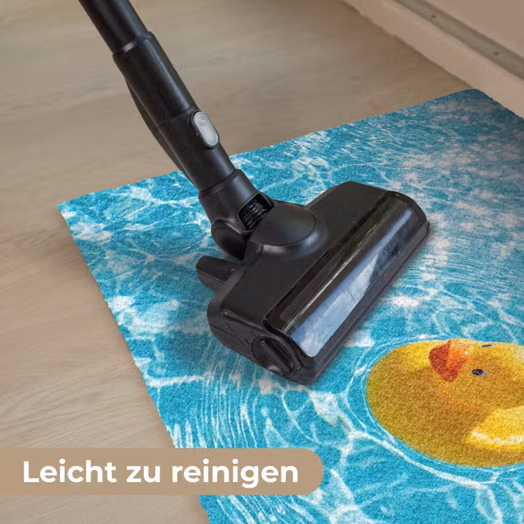 Badeend - Dobberen - Blauw Deurmat klein -reinigen_DE