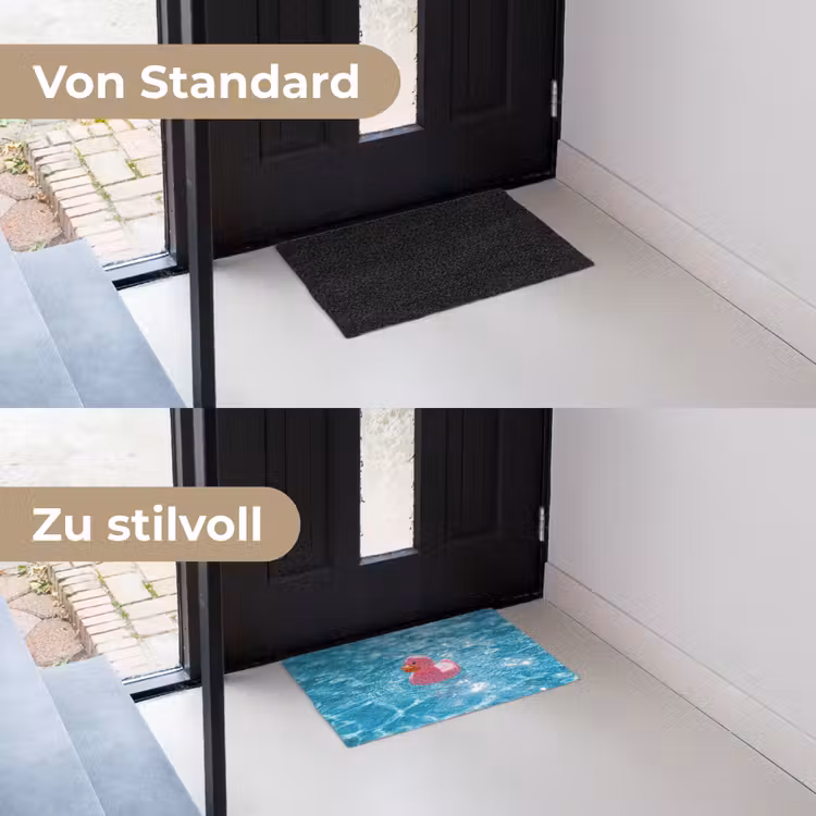 Badeend - Dobberend - Roze Deurmat klein -voor-na_DE