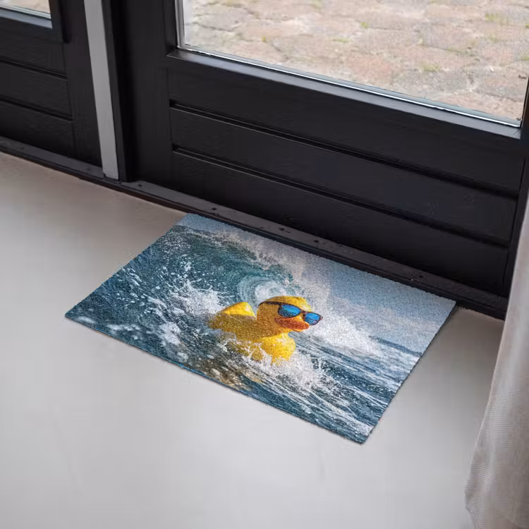 Badeend - Stoer - Golven Deurmat klein -sfeer2