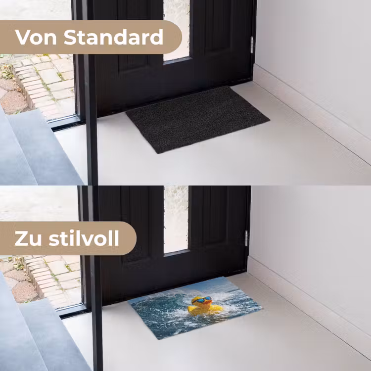 Badeend - Stoer - Golven Deurmat klein -voor-na_DE