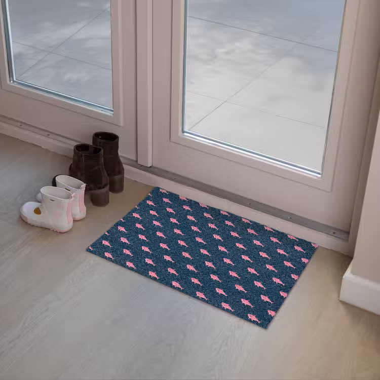 Haaien - Roze - Blauw - Zeedieren Deurmat klein -sfeer3
