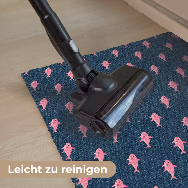 Haaien - Roze - Blauw - Zeedieren Deurmat klein -reinigen_DE