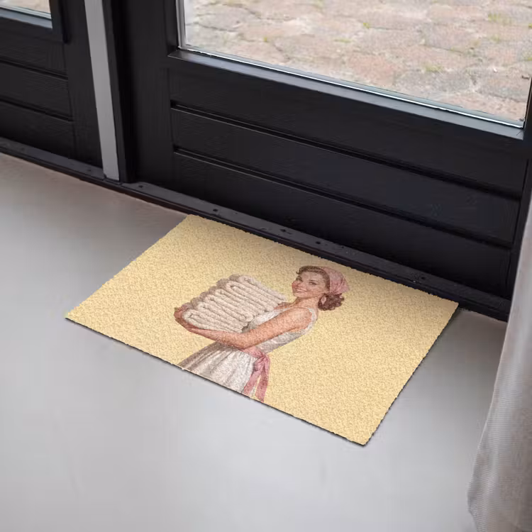 Handdoeken - Vrouw - Jurk - Roze Deurmat klein -sfeer2
