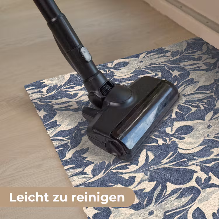 Hazen - Bladeren - Patroon - Blauw - Beige Deurmat klein 898 -reinigen_DE
