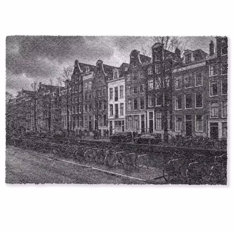 Fußmatte - Haus – Kanal – Amsterdam – Architektur – Schwarz-Weiß - Huis - Gracht - Amsterdam - Architectuur - Zwart-wit Deurmat klein