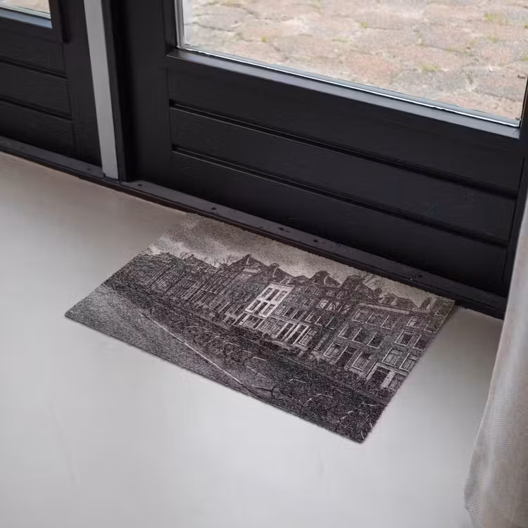 Fußmatte - Haus – Kanal – Amsterdam – Architektur – Schwarz-Weiß - Huis - Gracht - Amsterdam - Architectuur - Zwart-wit Deurmat klein