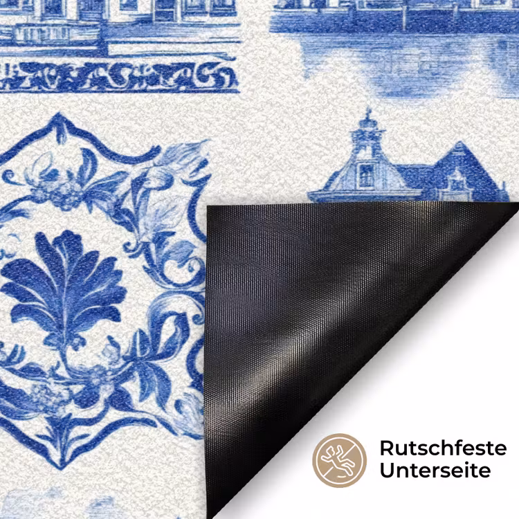 Huizen - Schepen - Blauw Deurmat klein 898 -antislip_DE