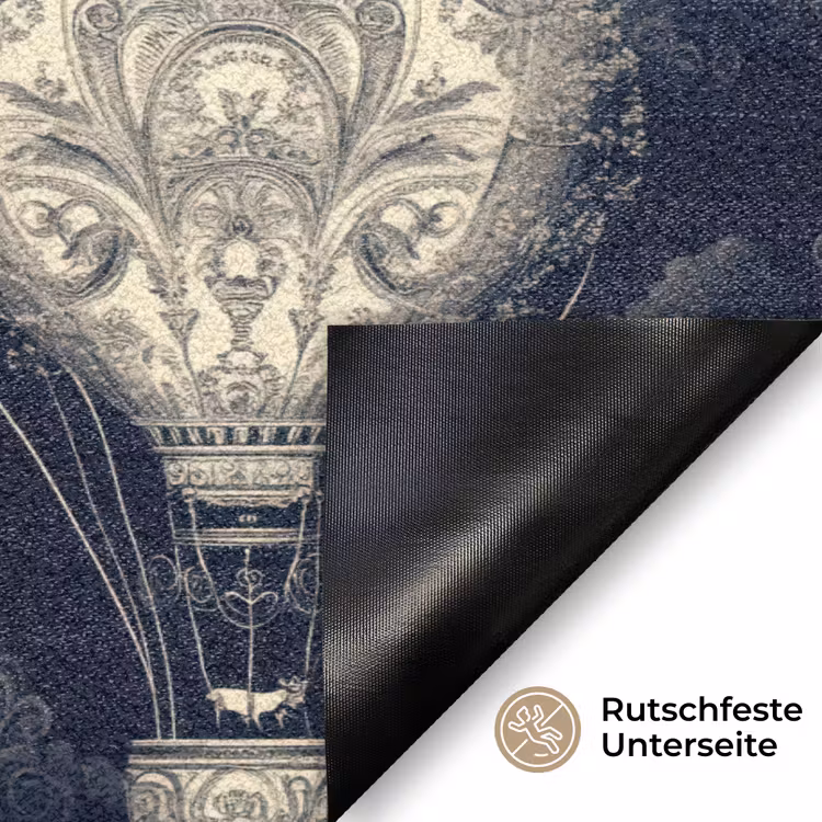 Luchtballonnen - Wolken - Patroon - Donkerblauw Deurmat klein 898 -antislip_DE