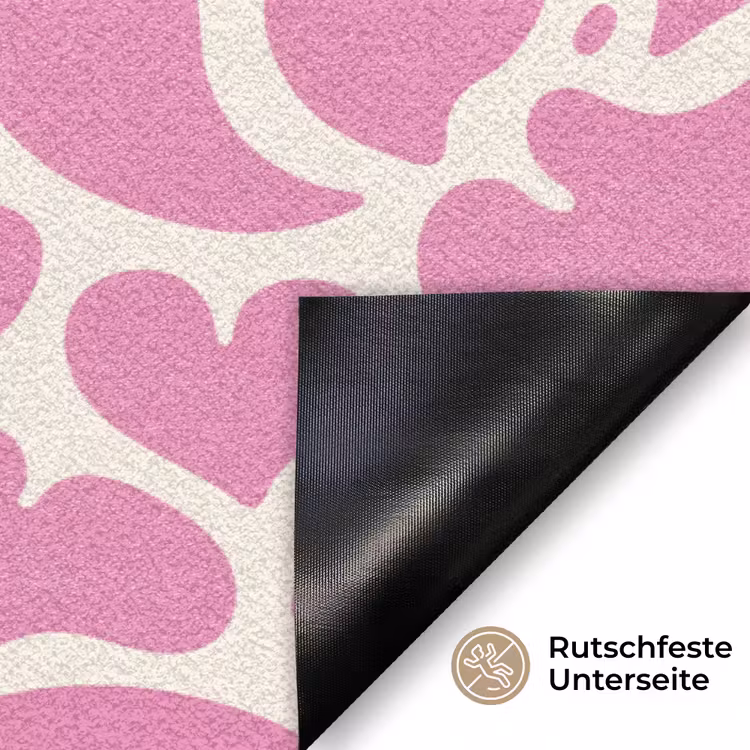 Hartjes - Print - Roze - Wit Deurmat klein -antislip_DE