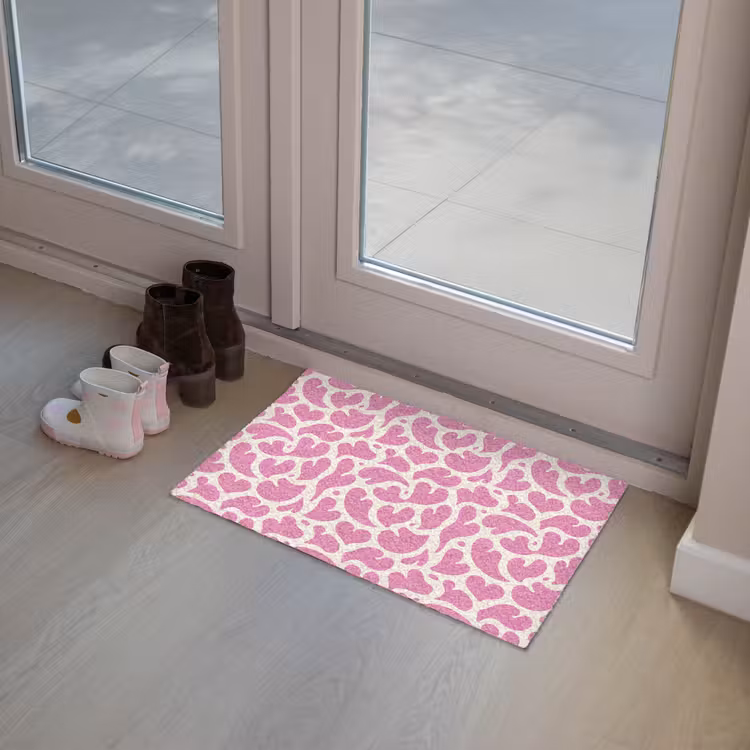 Hartjes - Print - Roze - Wit Deurmat klein -sfeer3