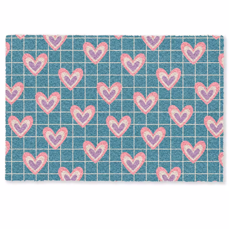 Hartjes - Raster - Patroon - Blauw Deurmat klein 898 -zkaufland3d