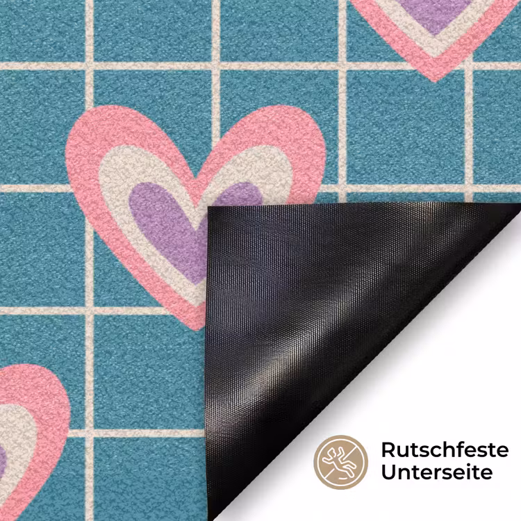 Hartjes - Raster - Patroon - Blauw Deurmat klein 898 -antislip_DE